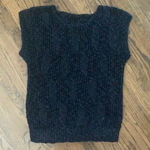 Vintage 80s Black Sleeveless Cotton Sweater